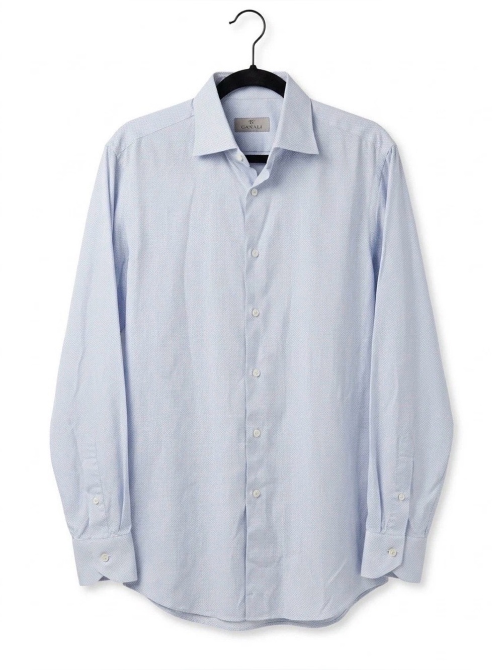 Canali 1934 Dress Shirt Mens 16 41 Light Blue Geometric Textured Made In Italy